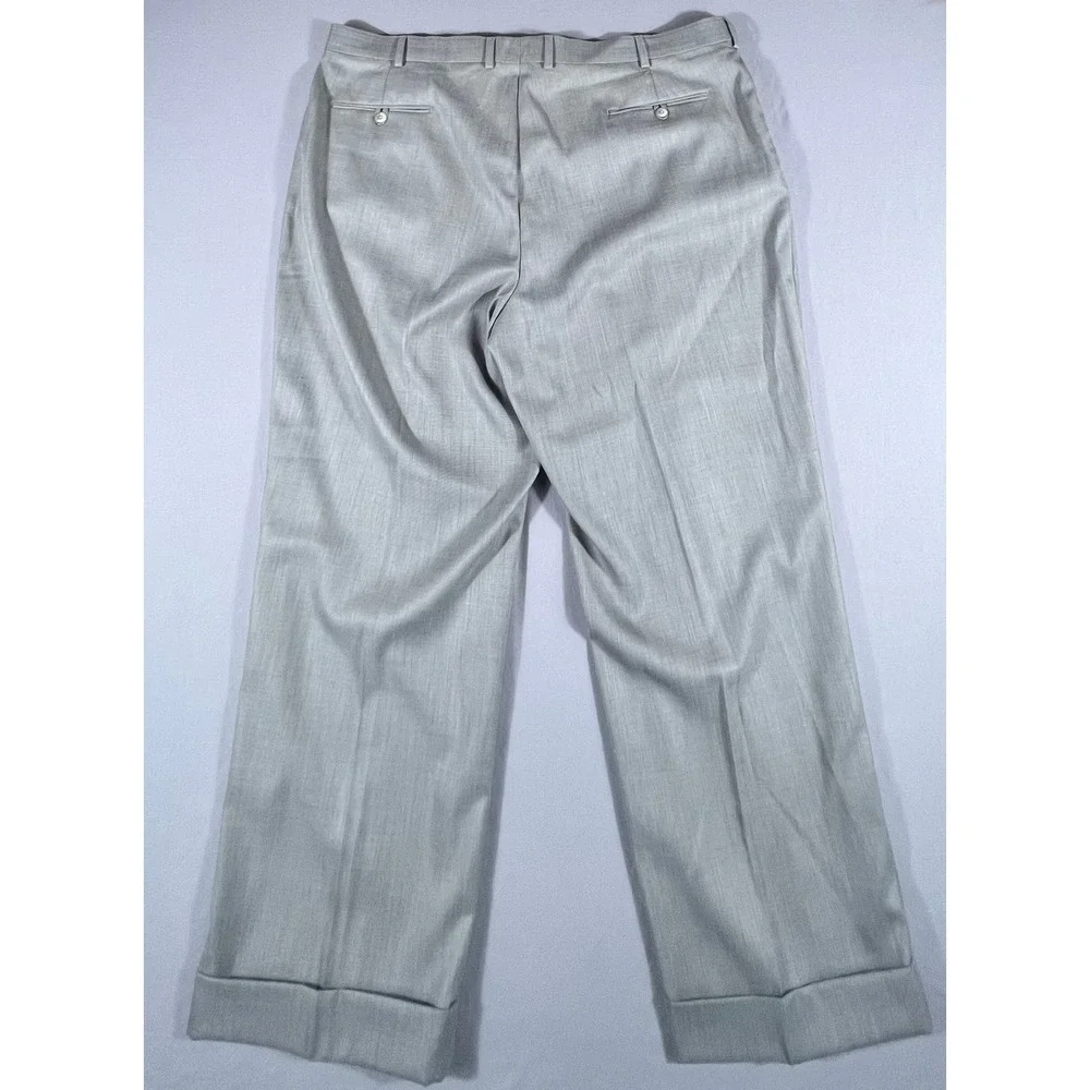 Stafford Essentials Men's 44x30 Gray Pleated Cuffed Classic Fit Dress Pants